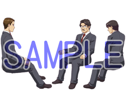 07 オフィスビル - 人物素材 男(スーツ-着席) サンプル